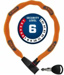 ABUS Catena 6806K/75 ...bitte Farbe Wählen -Fahrräder Verkäufe Abus Kettenschloss Catena 6806 K 75B neon orange Securitylevel 6 4003318825156